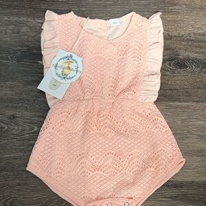 Tie the Knot Baby Peach Lace Romper - Kids One Piece